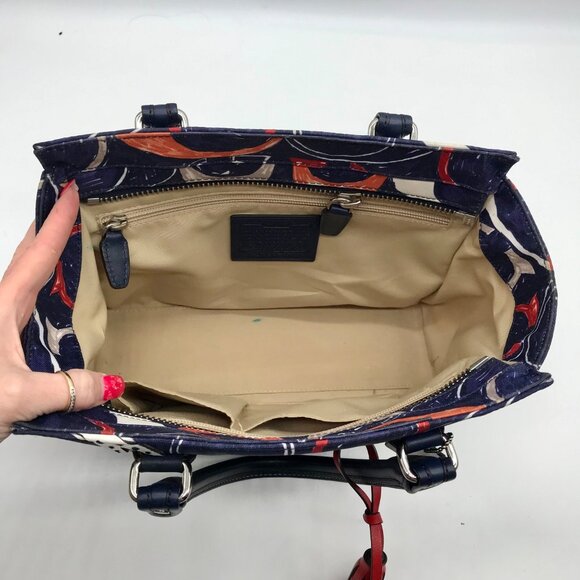 Coach Blue Canvas Legacy Heritage Candace Carryall Satchel Bag 19951 - Picture 10 of 11